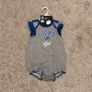 NFL Detroit Lions Gray and Blue Girls Romper Set